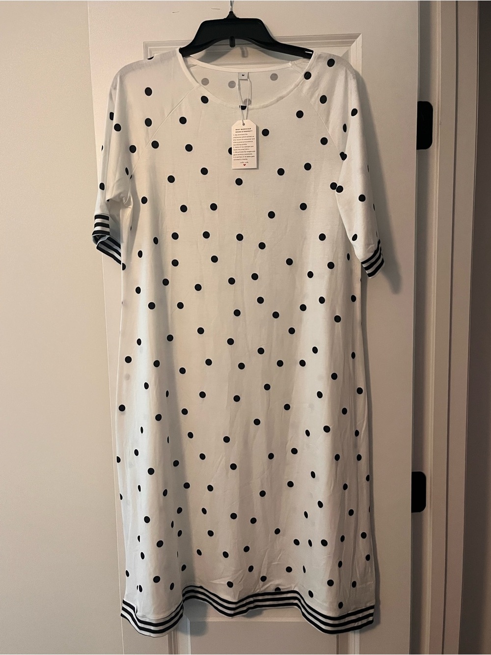 Amazon White Midi Dress with Black Polka Dots